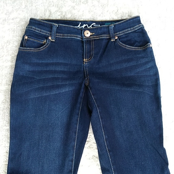 Inc Denim Curvy Fit Skinny Leg Jeans 2 Navy Blue - Picture 3 of 16